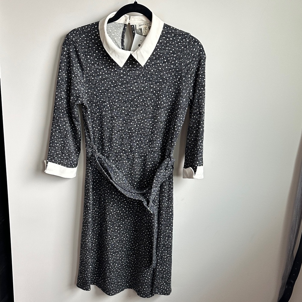 Monteau Black and White 3/4 Length Sleeve Dress